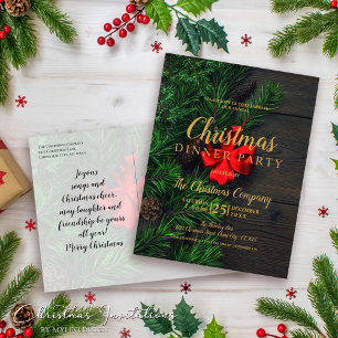 Red Loop Gold Script Weihnachtsabend Party Einladu Einladungspostkarte