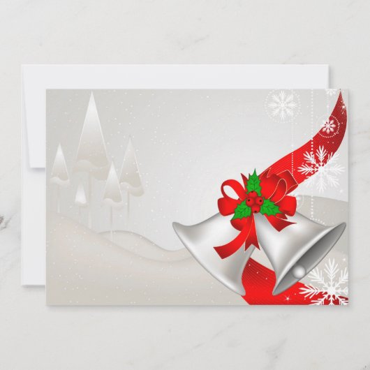 Red Loop Silver Bells Weihnachtsfest Party Einladung (Rückseite)