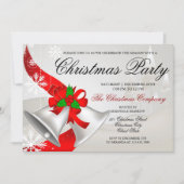 Red Loop Silver Bells Weihnachtsfest Party Einladung (Vorderseite)