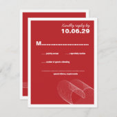Red Loopy Liebe Lines Wedding RSVP Card (Vorne/Hinten)