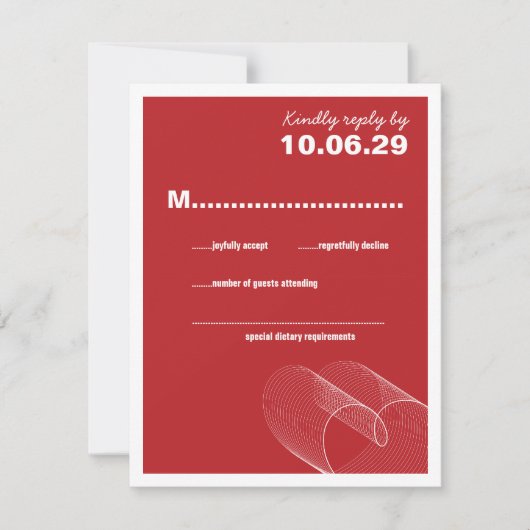 Red Loopy Liebe Lines Wedding RSVP Card Karte (Vorderseite)