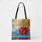 Red Lotus Blume Blue and Gold Akzente Tasche (Vorderseite)