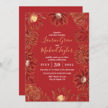 Red Lotus Blume Oriental Floral Wedding