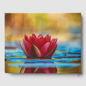 Red Lotus Blume über blaues Wasser Spirituelles Zi Gästebuch (Rückseite)