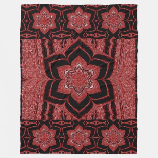 Red Lotus in Black Fleece Blanket (Vorderseite)