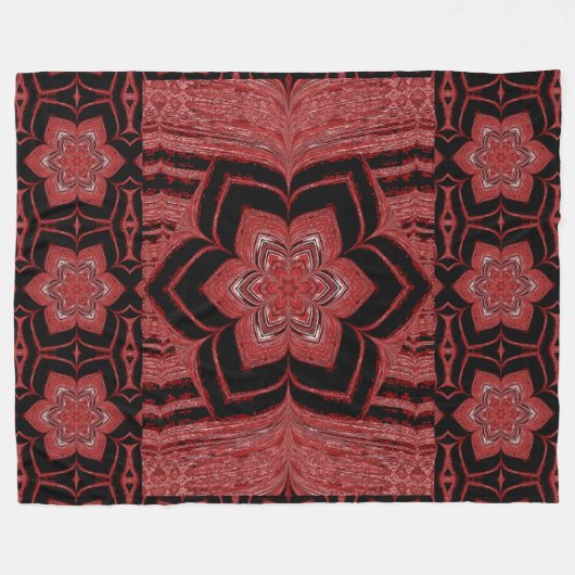 Red Lotus in Black Fleece Blanket (Vorderseite (Horizontal))