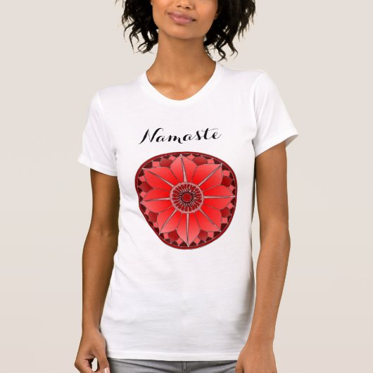 Red Lotus Mandala Namaste Typografie Yoga Custom T-Shirt (Vorderseite)
