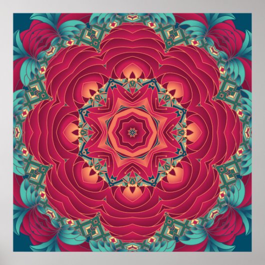 Red Lotus Mandala Poster (Vorne)