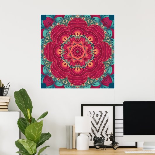 Red Lotus Mandala Poster (Heimbüro)