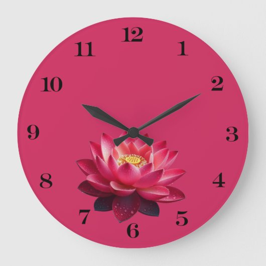 Red Lotus Wall Clock Große Wanduhr (Vorderseite)