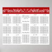 Red Love Bird Seating Chart Alphabetische Ordnung Poster (Vorne)