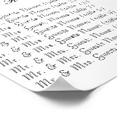 Red Love Bird Seating Chart Alphabetische Ordnung Poster (Ecke)