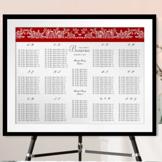 Red Love Bird Seating Chart Alphabetische Ordnung Poster