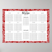 Red Love Bird Seating Chart Alphabetische Ordnung Poster (Vorne)