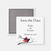 Red Love Bird Speichern Sie die Datumsmagnete Magnet (Vorderseite/Rückseite)
