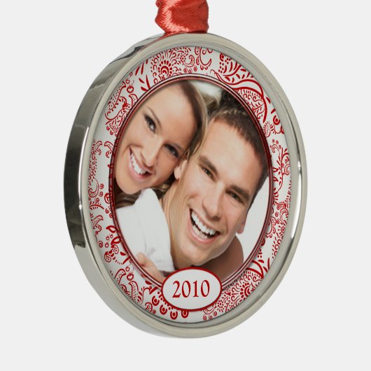 Red Love Birds Ihr Foto Weihnachtsschmuck (Rechts)