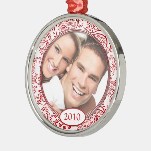 Red Love Birds Ihr Foto Weihnachtsschmuck (Links)