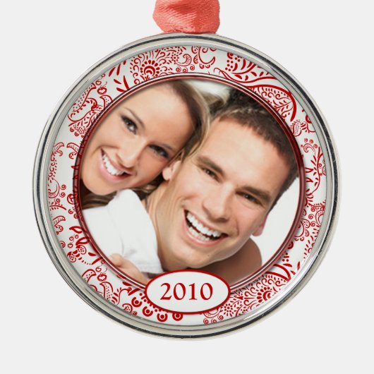Red Love Birds Ihr Foto Weihnachtsschmuck (Vorne)