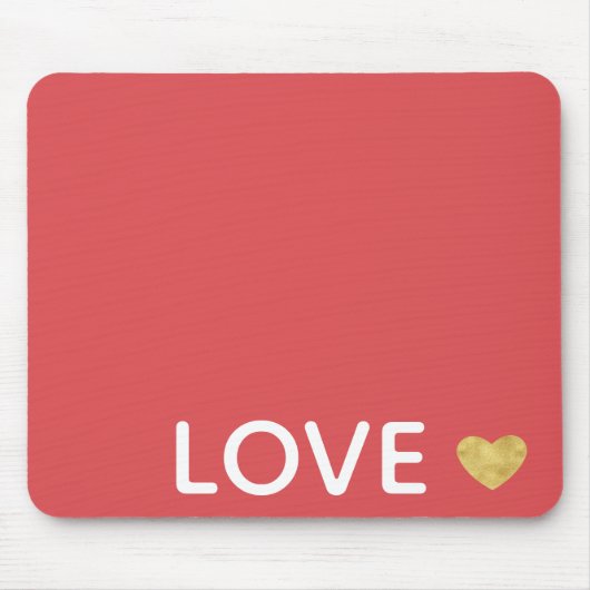 Red Love Gold Heart Mousepad (Vorne)