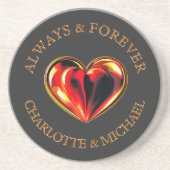 Red Love Heart Always And Forever Twinflame Name Getränkeuntersetzer (Vorne)