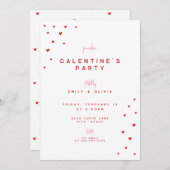 Red Love Heart Valentine's Galentines Party Invite Einladung (Vorne/Hinten)