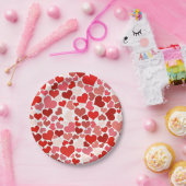 Red Love Hearts Mosaic Pattern Pappteller (Party)