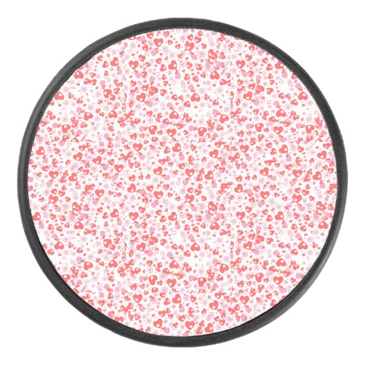 Red Love Hearts – Valentine Collection Eishockey Puck (Vorderseite)