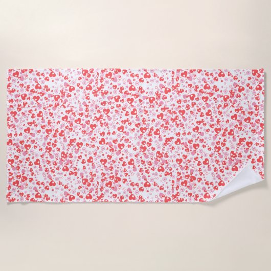 Red Love Hearts – Valentine Collection Strandtuch (Vorderseite)