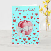 red love hearts with white bow romantic karte (Gelbe Blume)