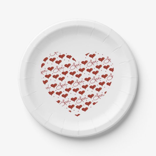 Red Love Party Plates Pappteller (Vorderseite)
