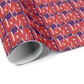 Red LOVE print Valentines Day Love Wrapping Paper Geschenkpapier (Rolleneckpunkt)