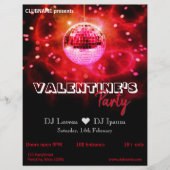 Red Love Valentine's Day Disco Ball Party Flyer (Vorne)