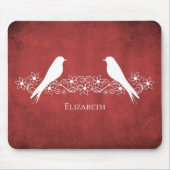 Red Lovebirds Floral Vine Mouse Pad Mousepad (Vorne)