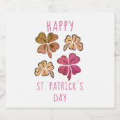 Red Lucky Kleeblatt Clover Happy St Patrick`s Day Bierflaschenetikett (Einzelnes Label)