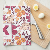 Red Lucky Kleeblatt Clover Pattern Mit Monogramm Geschirrtuch (Viertel Falte)