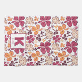 Red Lucky Kleeblatt Clover Pattern Mit Monogramm Geschirrtuch (Horizontal)