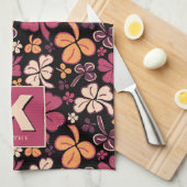 Red Lucky Kleeblatt Clover Pattern Mit Monogramm Geschirrtuch (Viertel Falte)