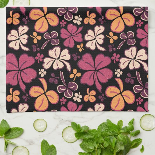 Red Lucky Kleeblatt Clover St Patrick`s Day Geschirrtuch (Gefaltet)