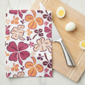 Red Lucky Kleeblatt Clover St. Patrick`s Day Kitch Geschirrtuch (Viertel Falte)