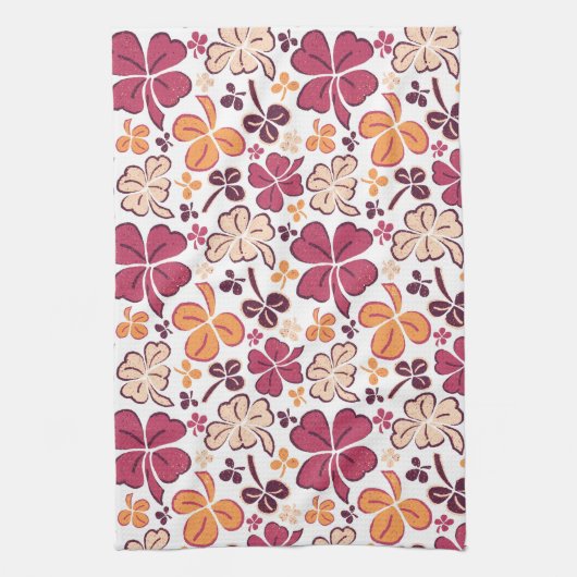 Red Lucky Kleeblatt Clover St. Patrick`s Day Kitch Geschirrtuch (Vertikal)