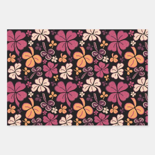 Red Lucky Kleeblatts Clover St Patrick`s Day Geschenkpapier Set (Vorderseite 2)