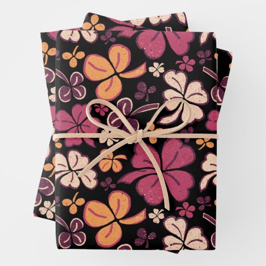 Red Lucky Kleeblatts Clover St Patrick`s Day Geschenkpapier Set (Beispiel)