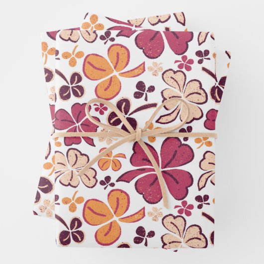 Red Lucky Kleeblatts Clover St Patrick`s Day Geschenkpapier Set (Beispiel)