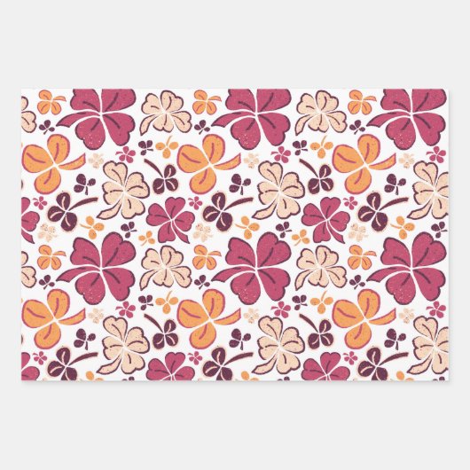 Red Lucky Kleeblatts Clover St Patrick`s Day Geschenkpapier Set (Vorderseite)