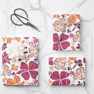 Red Lucky Kleeblatts Clover St Patrick`s Day Geschenkpapier Set