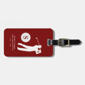 Red Luggage Tag für einen Golfer-Mann Gepäckanhänger (Vorderseite horizontal)
