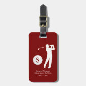 Red Luggage Tag für einen Golfer-Mann Gepäckanhänger (Vorderseite vertikal)