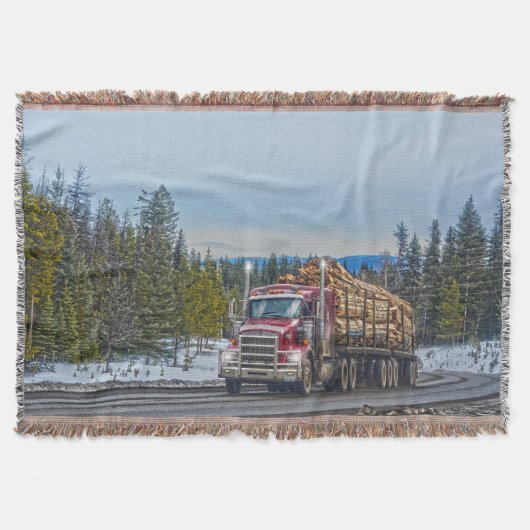 Red Lumber Delivery Truck und Highway Art Decke (Vorderseite)