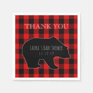 Red Lumberjack Kariert | Woodland Boy Baby Dusche Serviette