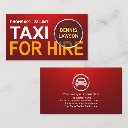 Red Luminescence Silver Ring Grosses Taxi zum Miet Visitenkarte (Vorne/Hinten)